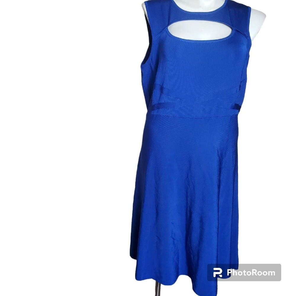 LANE BRYANT 18/20 women's cobalt blue cut out sweater dress rear